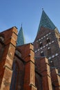 Unusual perspective of St. Mary`s Church in LÃÂ¼beck