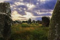 Famous Standing Stones at Carnac in the Morbihan Department in Brittany in North-western France. Royalty Free Stock Photo