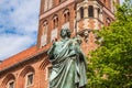 Famous statue of astronomer a Mikolaj Kopernik in Torun. Royalty Free Stock Photo