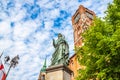 Famous statue of astronomer a Mikolaj Kopernik in Torun. Royalty Free Stock Photo