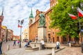 Famous statue of astronomer a Mikolaj Kopernik in Torun. Royalty Free Stock Photo