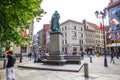 Famous statue of astronomer a Mikolaj Kopernik in Torun. Royalty Free Stock Photo