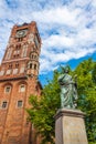 Famous statue of astronomer a Mikolaj Kopernik in Torun. Royalty Free Stock Photo