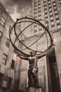 The famous Statue of Atlas holding the celestial spheres in New Royalty Free Stock Photo