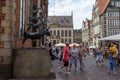 Famous statue of The Bremen Town Musicians in the center of Old Town near Bremen City Hall Royalty Free Stock Photo