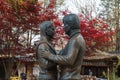 Famous Statue of Choi Ji-won & Bae Yong Joon Royalty Free Stock Photo