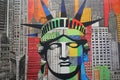The Famous Statue. Modern Pop Art Collage, Colored Paper Portrait. Beautiful Illustration Picture. Generative AI