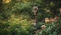 Famous statue symbolizes spirituality in tranquil, green nature generated by AI