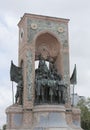 Famous Statue in Taxim Square, Istanbul honouring Turkish Heroes Mustafa Ataturk and Ismet Inonu Royalty Free Stock Photo