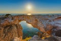 Famous stone Sin Bridge at sunrise in Ayia Napa Cyprus Royalty Free Stock Photo