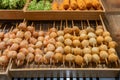 Famous street food fried fishball and meatball at night market Royalty Free Stock Photo