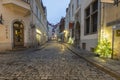 Famous street in Tallin with Christmas tree Royalty Free Stock Photo