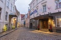 Famous street in Tallin with Christmas tree Royalty Free Stock Photo