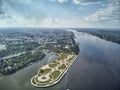 Famous Strelka park in place of confluence of Kotorosl and Volga rivers in Yaroslavl, Russia Royalty Free Stock Photo