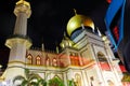 The Famous Sultan Mosque Singapore at Night Royalty Free Stock Photo