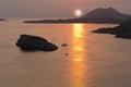 Famous sunset from Sounio in Greece.