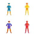 Famous superhero icons set cartoon vector. Various colorful superhero