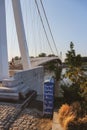 Famous suspended pedestrian bridge over Drava river at the city of Osijek, Croatia Royalty Free Stock Photo