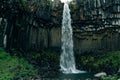 Famous Svartifoss waterfall. Another named Black fall. Located in Skaftafell, Vatnajokull National Park, Iceland. Royalty Free Stock Photo