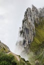 The famous Swiss Alps peak Saxer Lucke with stunning rock formation