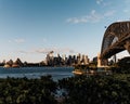 Famous Sydney Opera House and Harbour Bridge during sunrise Royalty Free Stock Photo