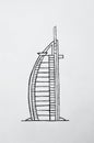 Famous symbol hotel in Dubai, United Arab Emirates, Middle East, illustration