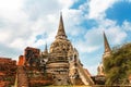 Famous temple area Wat Phra Si Sanphet, Former capital of Thailand in Ayutthaya Royalty Free Stock Photo