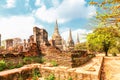 Famous temple area Wat Phra Si Sanphet, Former capital of Thailand in Ayutthaya Royalty Free Stock Photo