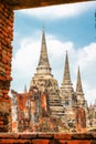 Famous temple area Wat Phra Si Sanphet, Former capital of Thailand in Ayutthaya Royalty Free Stock Photo