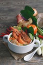 Famous thai cuisine tom yum goong soup. Royalty Free Stock Photo