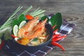 Famous thai cuisine tom yum goong soup. Royalty Free Stock Photo