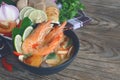 Famous thai cuisine tom yum goong soup. Royalty Free Stock Photo