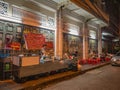 Famous Thai Local Food Shop near Thailand China town in Bangkok city Thailand at night