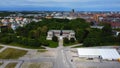 Famous Theresienwiese in Munich - the grounds of the Original Oktoberfest - aerial view