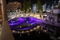 Famous three bridges at the Preseren square in the center of Ljubljana illuminated at night Royalty Free Stock Photo