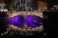 Famous three bridges at the Preseren square in the center of Ljubljana illuminated at night