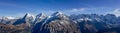 The famous three peaks and its extension: Eiger, MÃÂ¶nch und Jungfrau, Switzerland Royalty Free Stock Photo