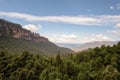 The famous Three Sisters rock formation in the Blue Mountains National Park close to Sydney, Australia. Royalty Free Stock Photo