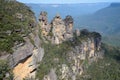 The famous Three Sisters rock formation in the Blue Mountains National Park close to Sydney, Australia. Royalty Free Stock Photo