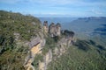 The famous Three Sisters rock formation in the Blue Mountains National Park close to Sydney, Australia. Royalty Free Stock Photo