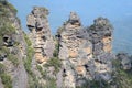 The famous Three Sisters rock formation in the Blue Mountains National Park close to Sydney, Australia. Royalty Free Stock Photo