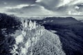 Famous Three Sisters rock formation in Blue Mountains of NSW, Au Royalty Free Stock Photo