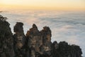 The famous Three Sisters sandstone  of the Blue Mountains in New South Wales, Australia Royalty Free Stock Photo