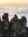 The famous Three Sisters sandstone  of the Blue Mountains in New South Wales, Australia Royalty Free Stock Photo