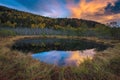Famous Tinovul Mohos with small lake at sunrise, Transylvania, Romania Royalty Free Stock Photo