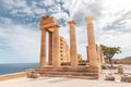 Acropolis of Lindos. Ancient architecture of Greece. Travel destinations of Rhodes island Royalty Free Stock Photo