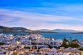 Famous tourist attraction of Mykonos, Greece. Beautiful sunset over traditional whitewashed windmills. Travel Royalty Free Stock Photo