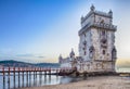 Famous Tourist Destinations. Belem Tower on Tagus River in Lisbon, Portugal Royalty Free Stock Photo