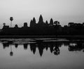 Famous and touristic cambodian angkor wat at sunrise Royalty Free Stock Photo