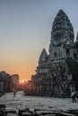 Famous and touristic cambodian angkor wat at sunrise Royalty Free Stock Photo